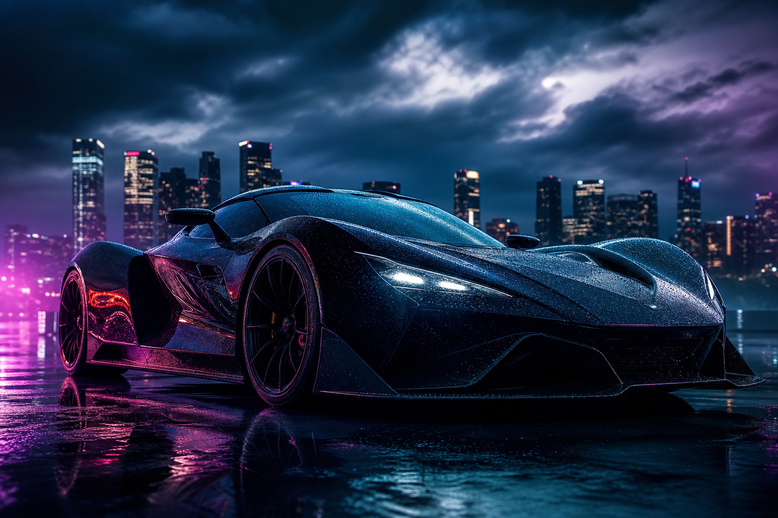 Luxury Supercar In Cyberpunk Garage Cars Wallpaper  3 4K