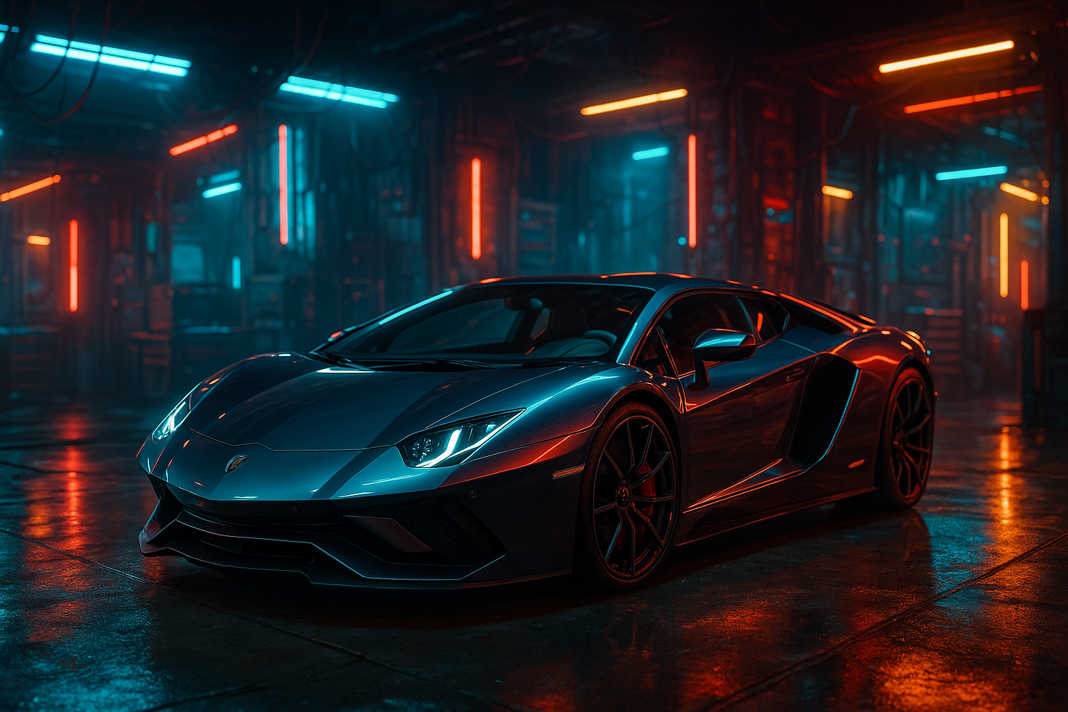 Luxury Supercar In Cyberpunk Garage Cars Wallpaper 3 4K 4K Cars Wallpaper