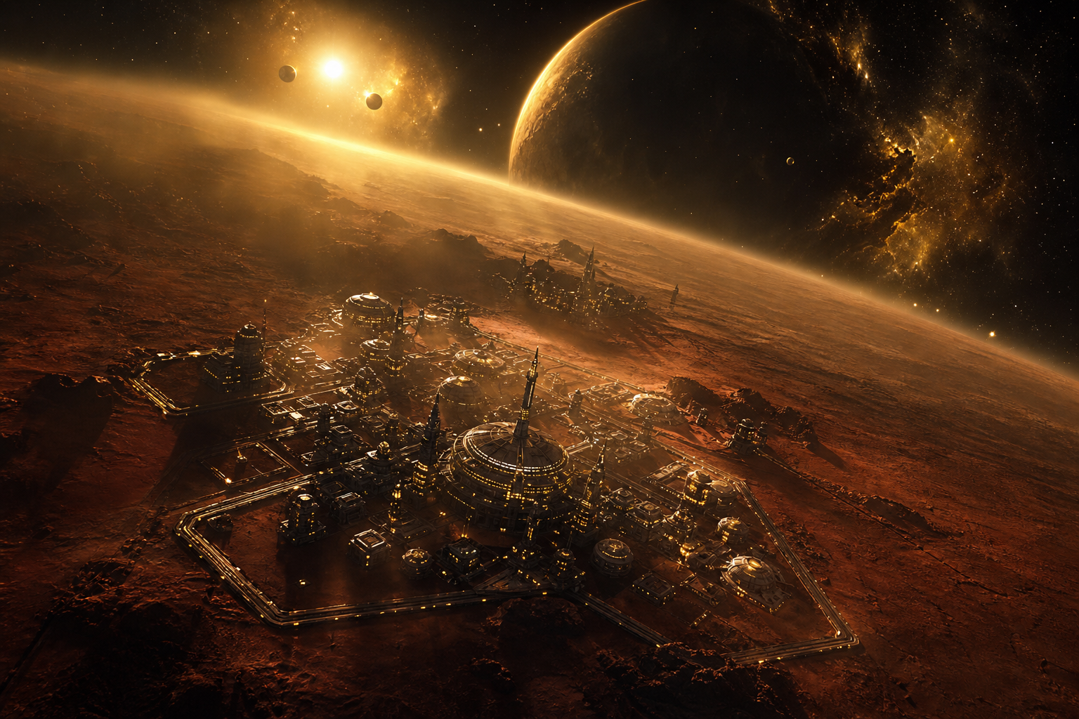 Mars Colony At Sunset Space Wallpaper  4 4K