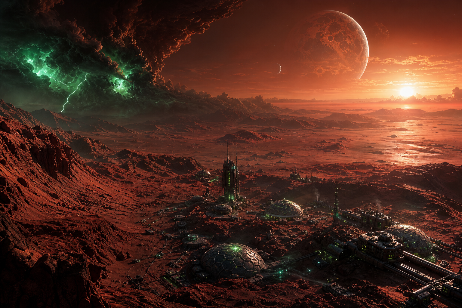Mars Colony At Sunset Space Wallpaper  4 4K