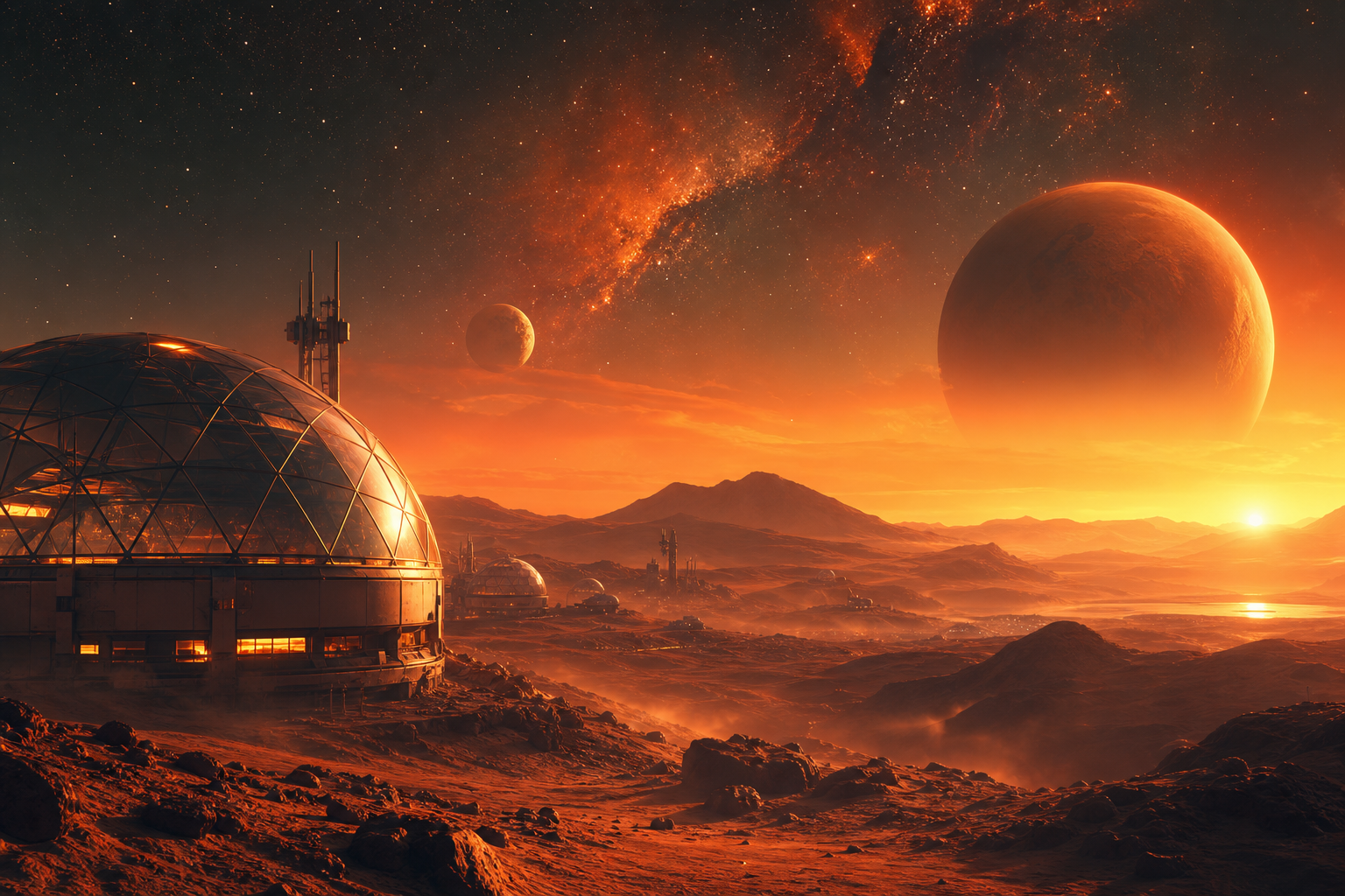 Mars Colony At Sunset Space Wallpaper  4 4K