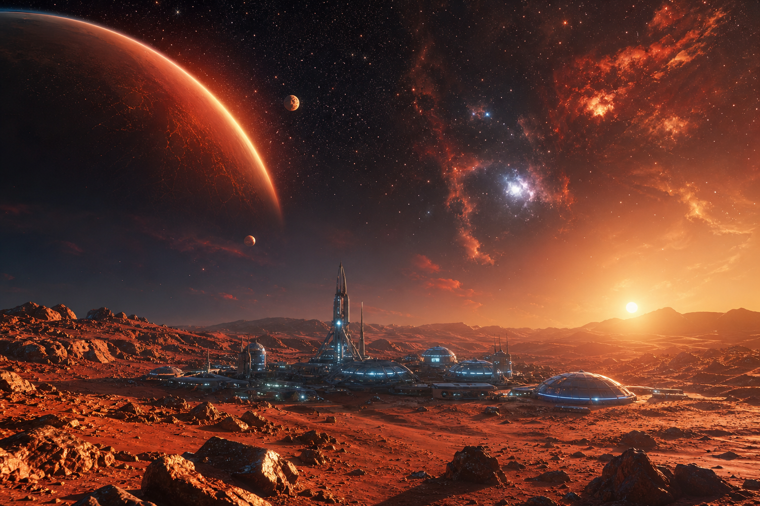 Mars Colony At Sunset Space Wallpaper  4 4K