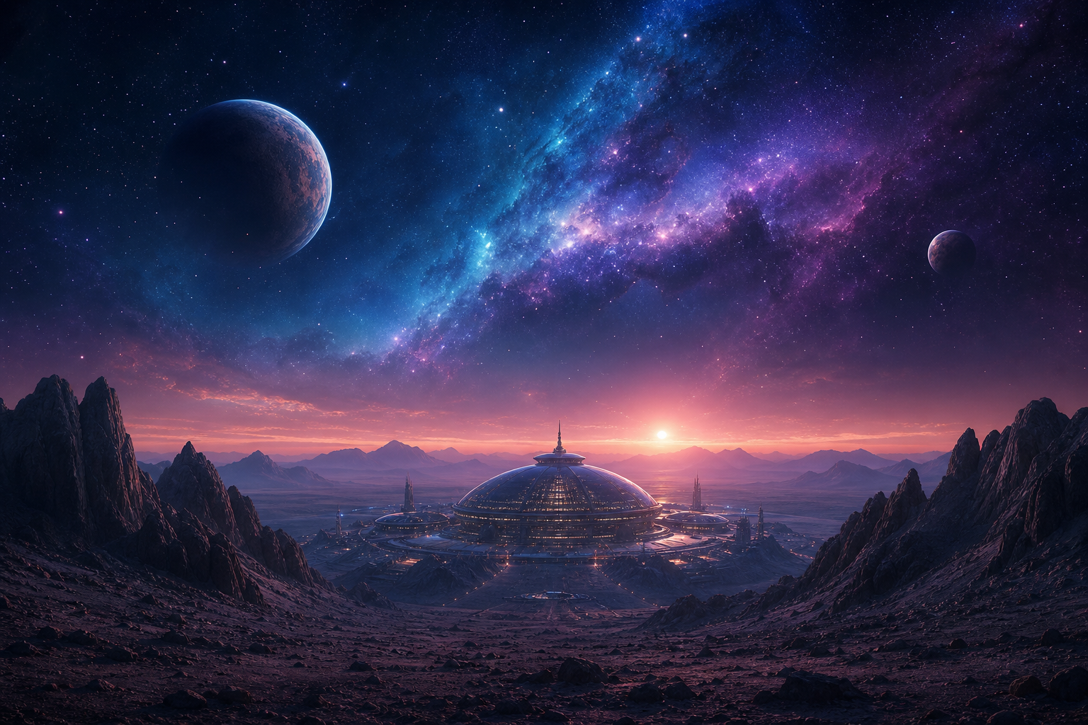 Mars Colony At Sunset Space Wallpaper  4 4K