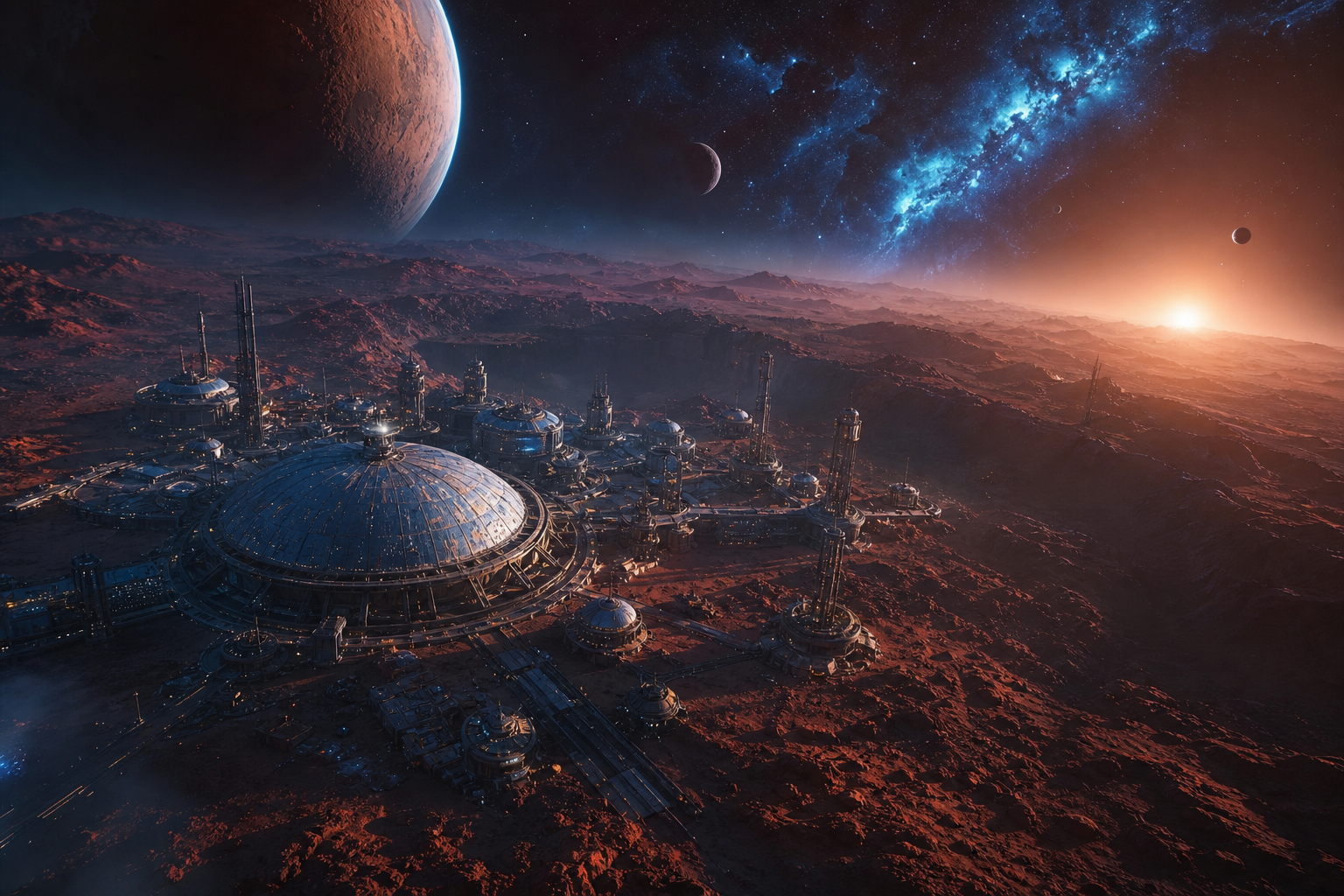 Mars Colony At Sunset Space Wallpaper  4 4K