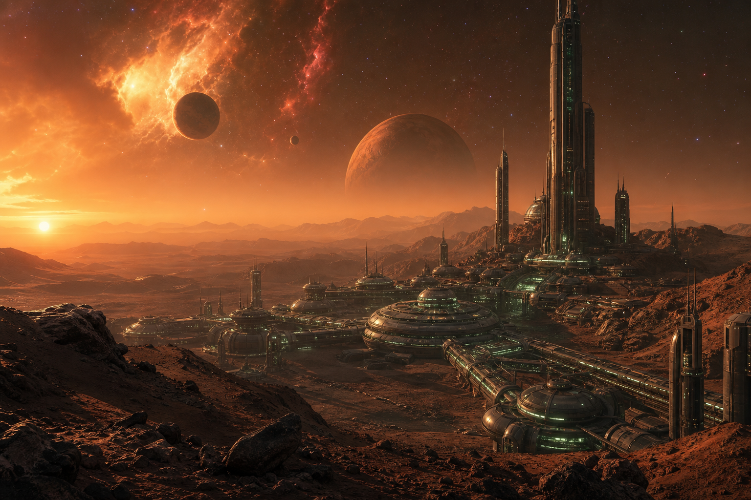 Mars Colony At Sunset Space Wallpaper  4 4K