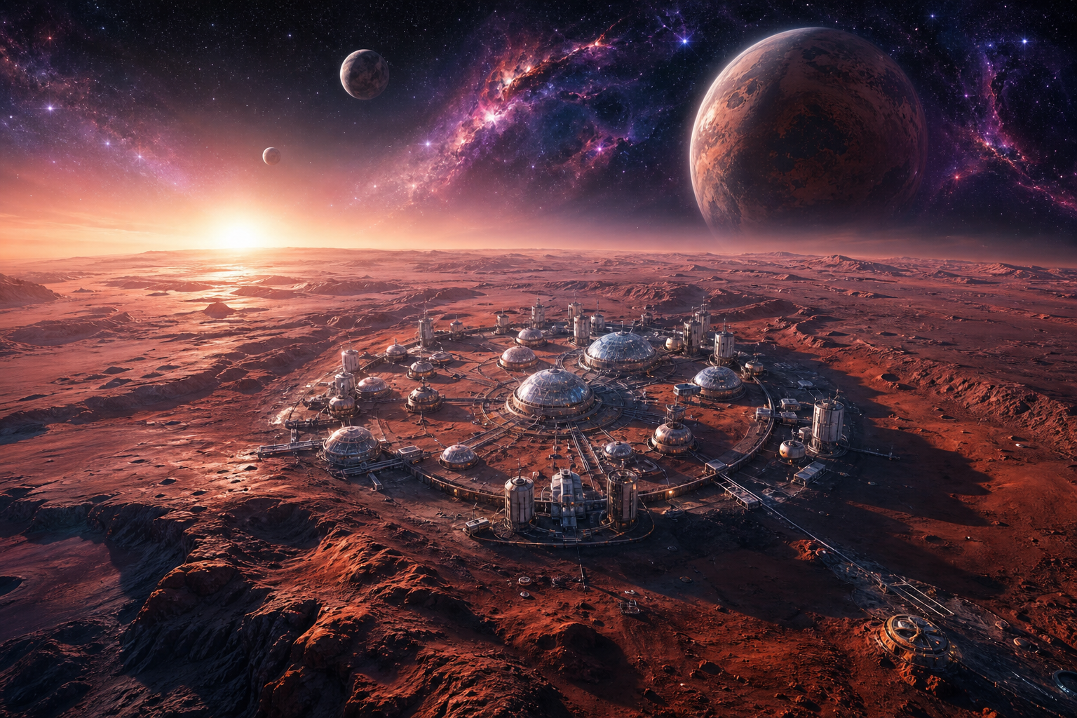 Mars Colony At Sunset Space Wallpaper  4 4K