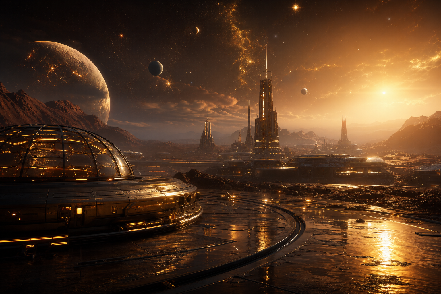 Mars Colony At Sunset Space Wallpaper  4 4K