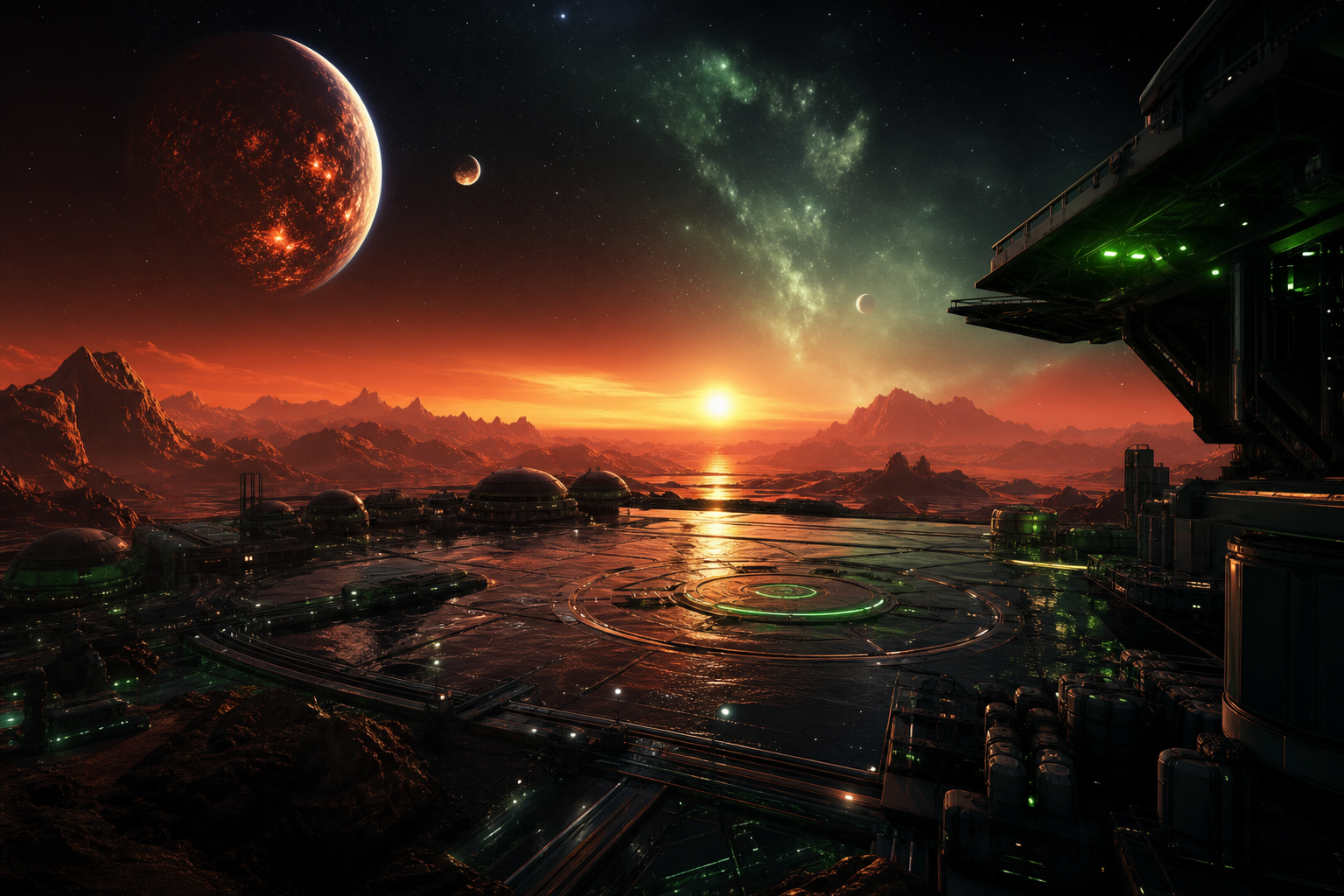 Mars Colony At Sunset Space Wallpaper  4 4K