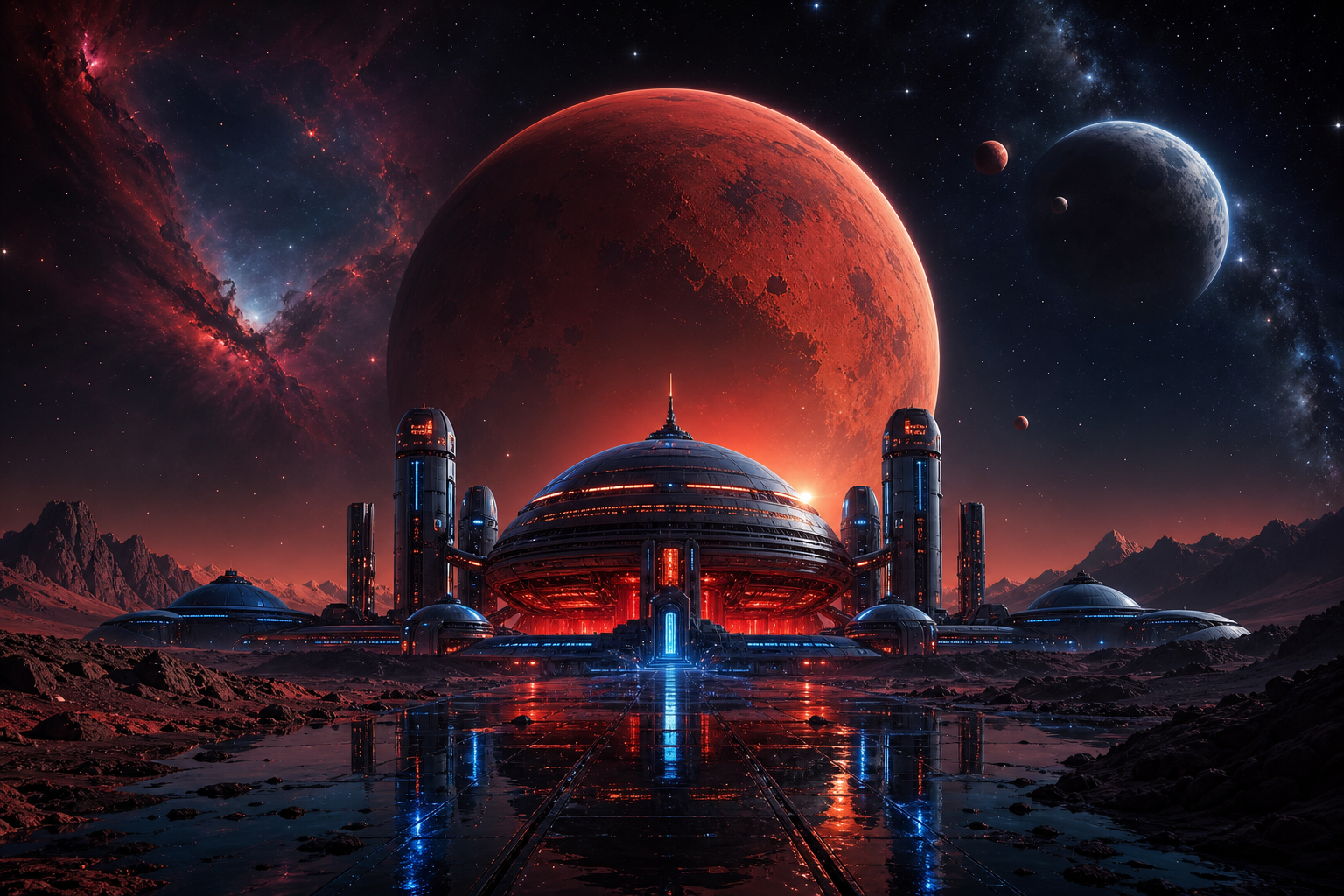 Mars Colony At Sunset Space Wallpaper  4 4K