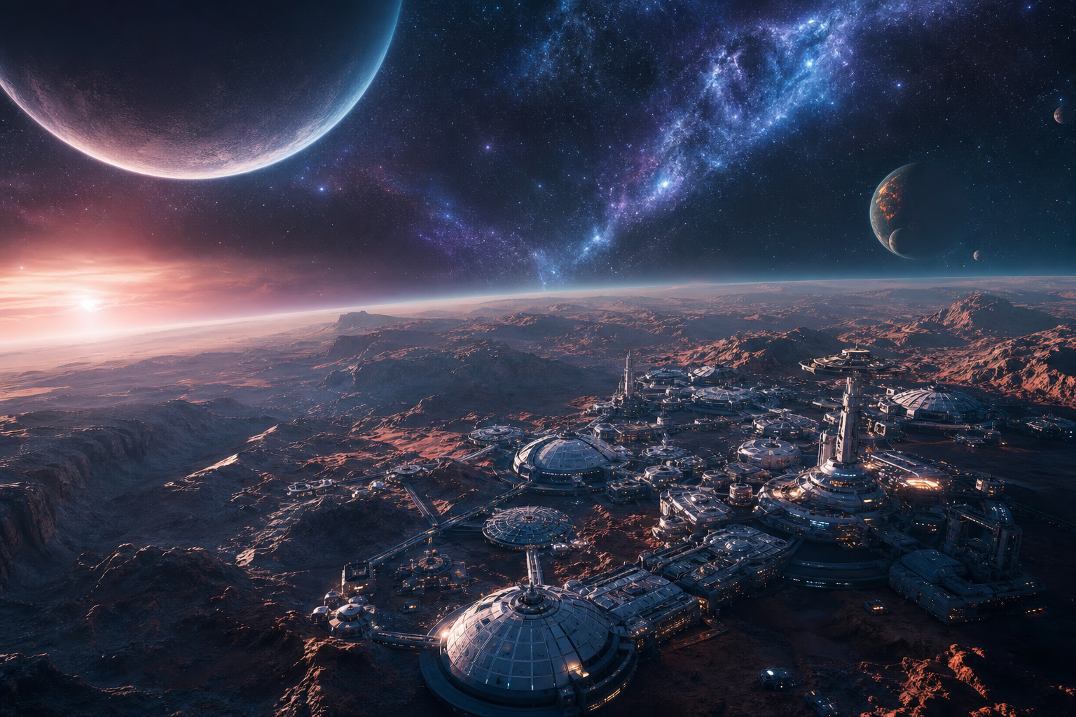 Mars Colony At Sunset Space Wallpaper  4 4K
