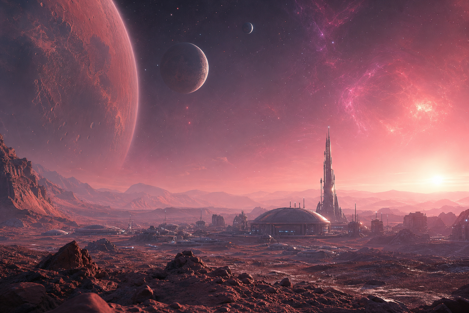 Mars Colony At Sunset Space Wallpaper  4 4K