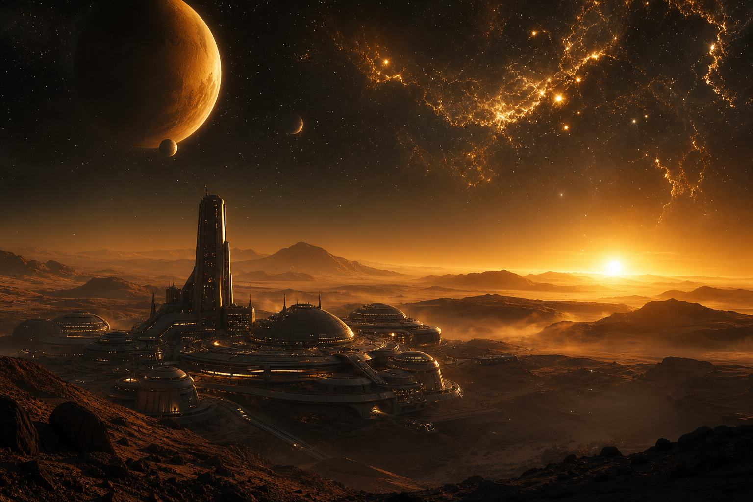Mars Colony At Sunset Space Wallpaper  4 4K