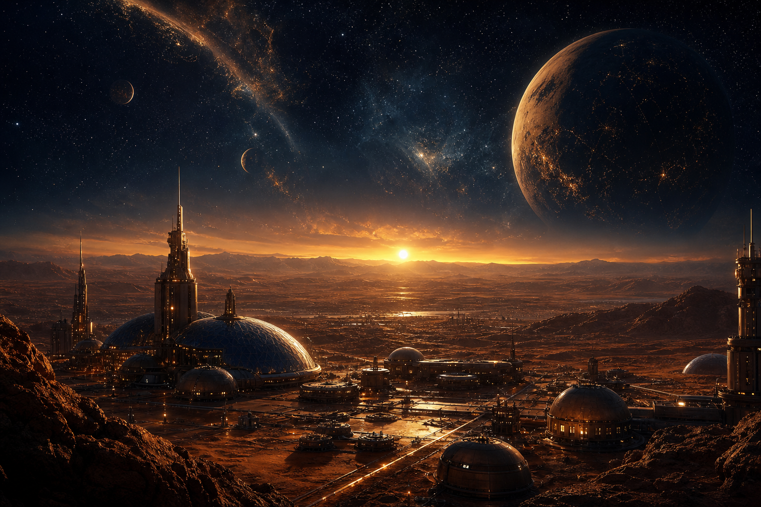 Mars Colony At Sunset Space Wallpaper  4 4K