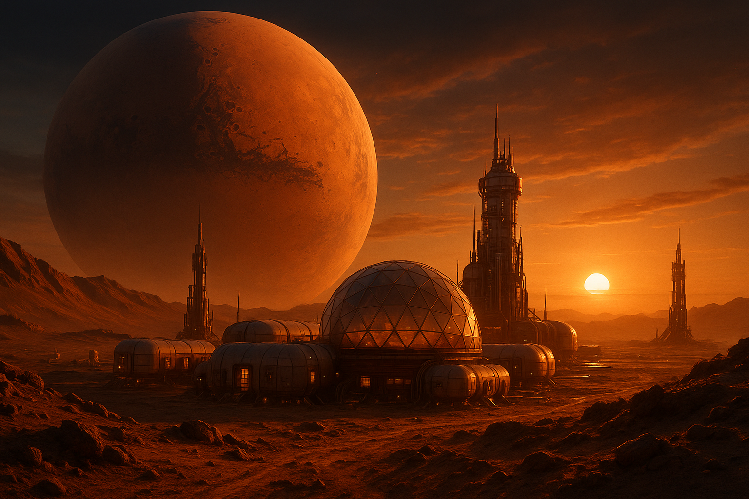Mars Colony At Sunset Space Wallpaper 4 4K 4K Space Wallpaper