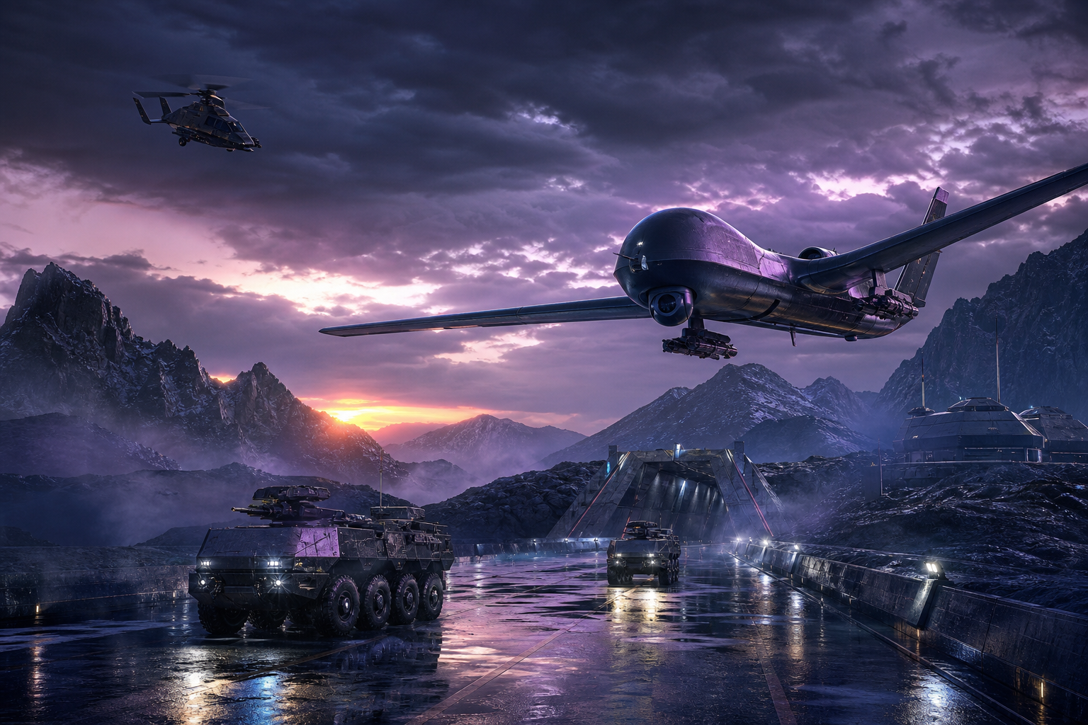 Military Drone Flying Over Mountains Military Wallpaper  2 4K