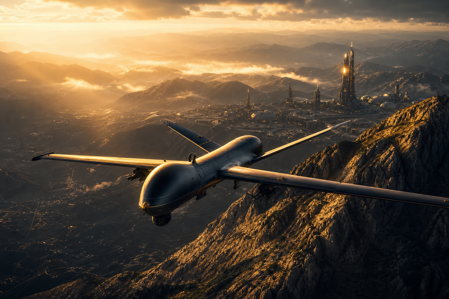 Military Drone Flying Over Mountains Military Wallpaper  2 4K