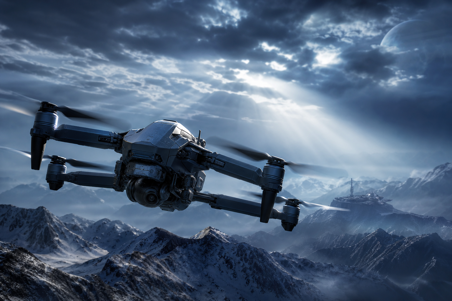 Military Drone Flying Over Mountains Military Wallpaper  2 4K