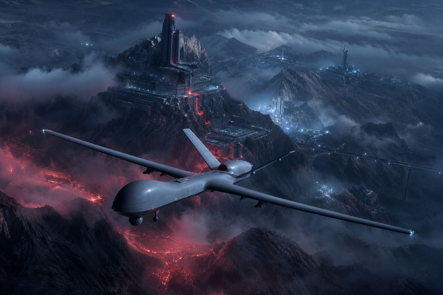 Military Drone Flying Over Mountains Military Wallpaper  2 4K