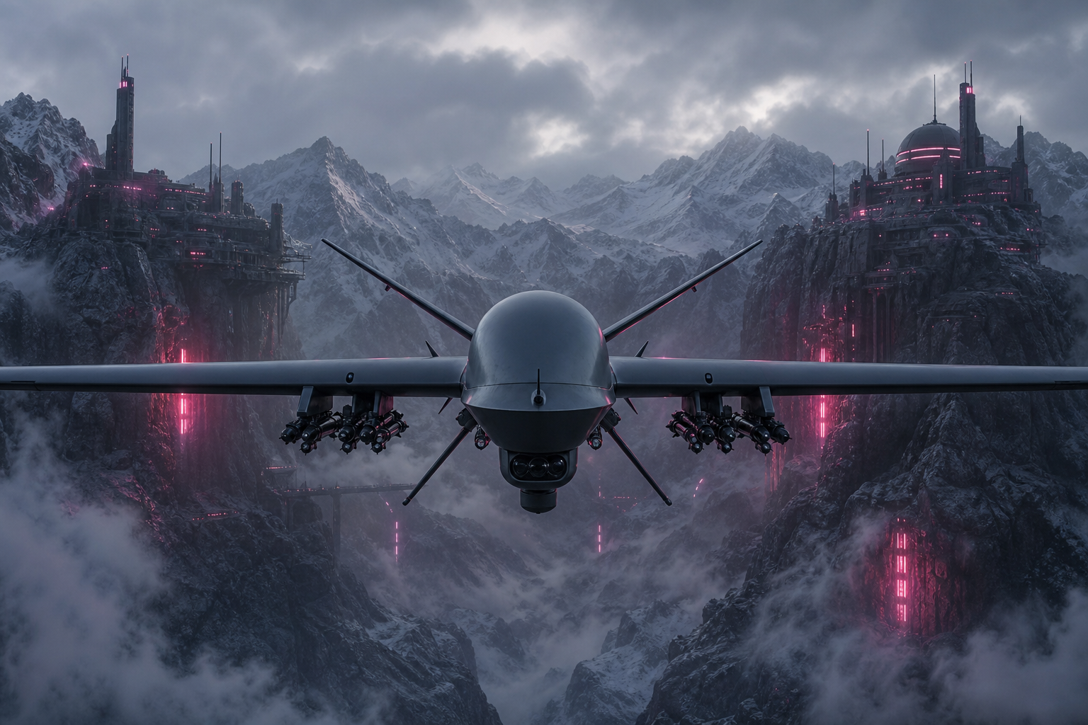 Military Drone Flying Over Mountains Military Wallpaper  2 4K