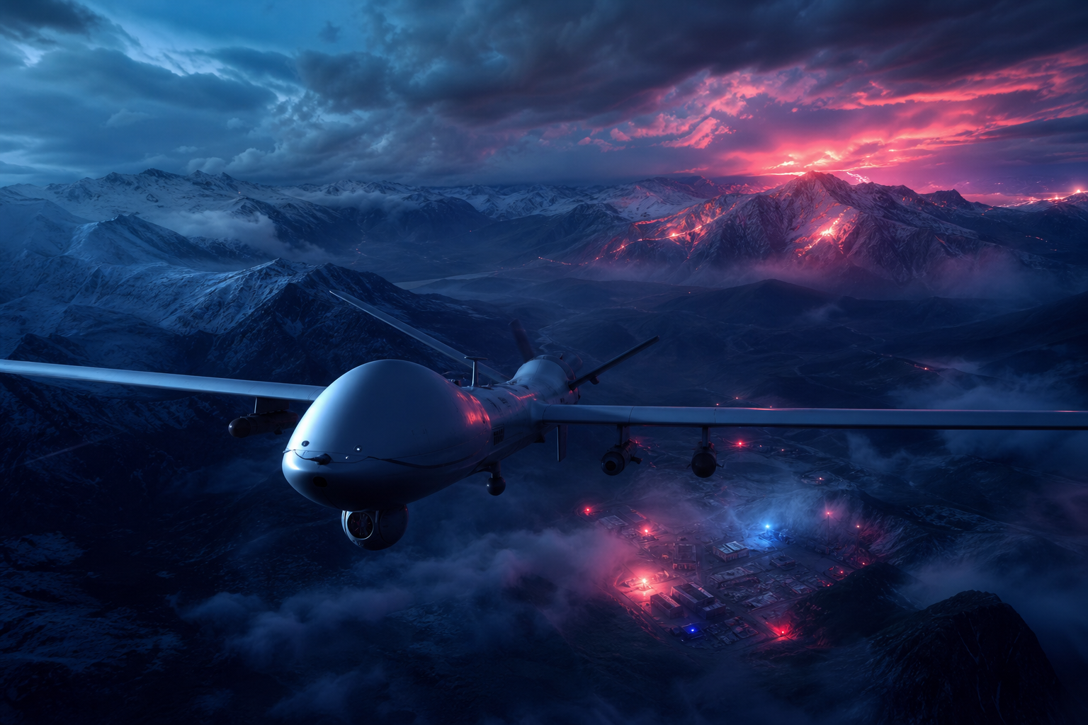 Military Drone Flying Over Mountains Military Wallpaper  2 4K