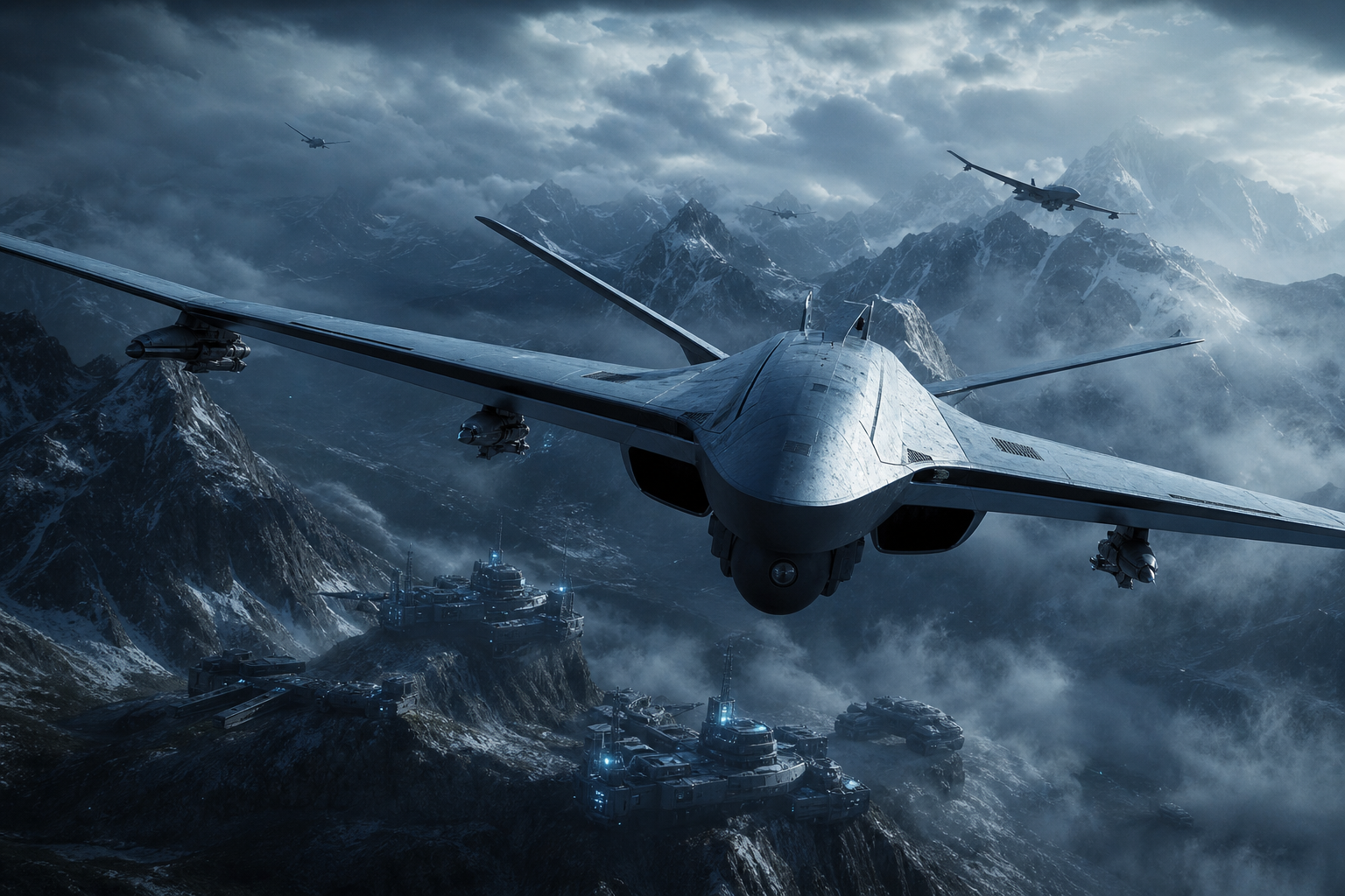 Military Drone Flying Over Mountains Military Wallpaper  2 4K