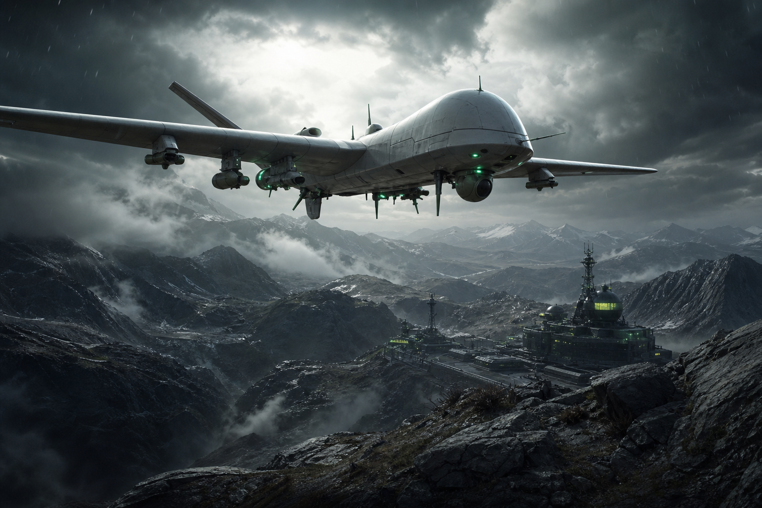 Military Drone Flying Over Mountains Military Wallpaper  2 4K