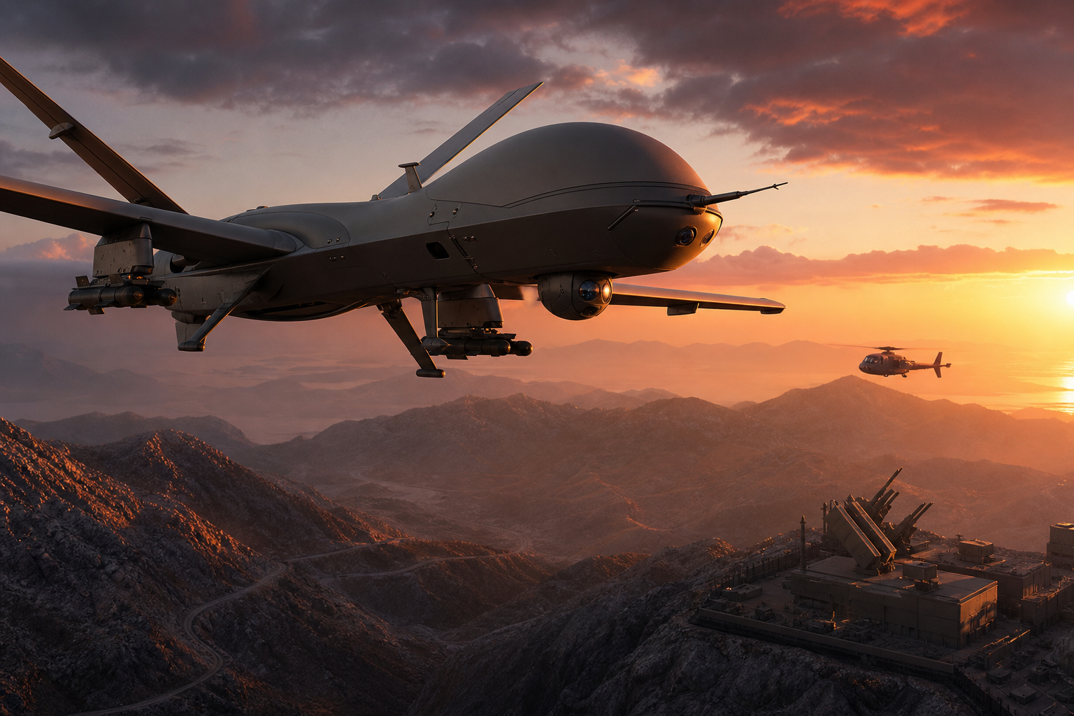 Military Drone Flying Over Mountains Military Wallpaper  2 4K