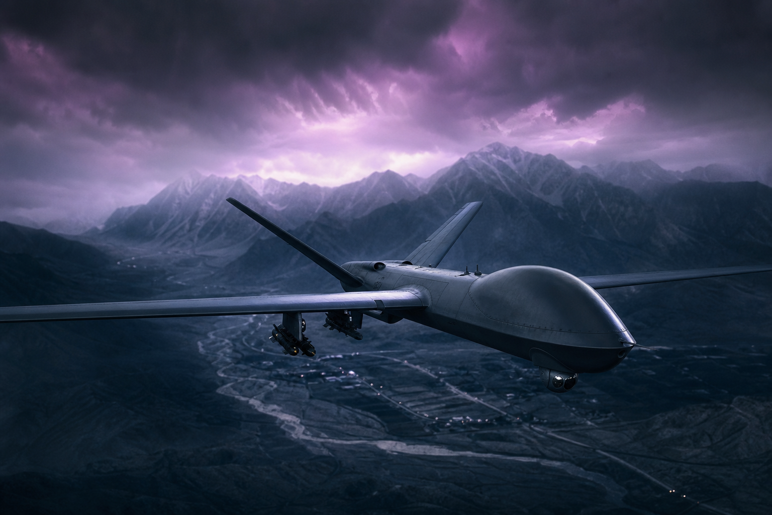 Military Drone Flying Over Mountains Military Wallpaper  2 4K