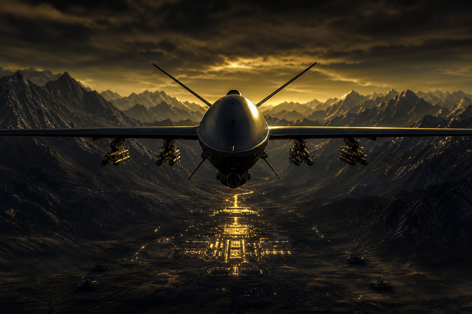 Military Drone Flying Over Mountains Military Wallpaper  2 4K