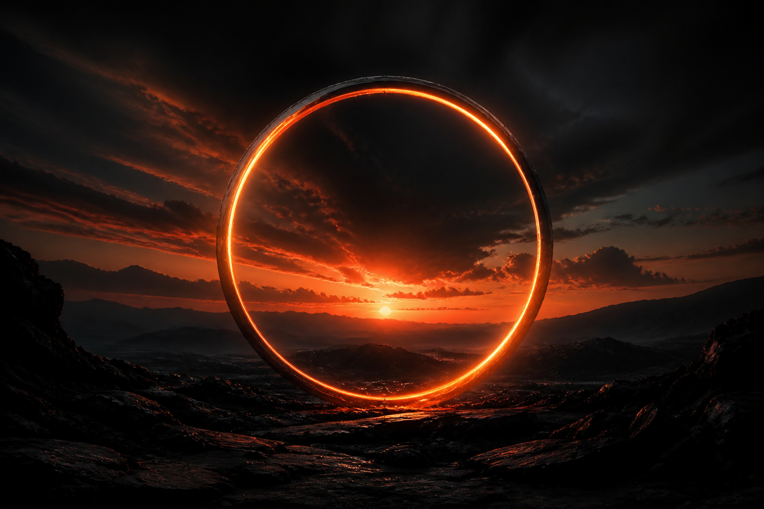 Minimal Dark Neon Ring Amoled Wallpaper  10 4K