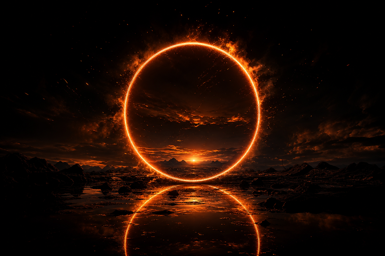 Minimal Dark Neon Ring Amoled Wallpaper  10 4K