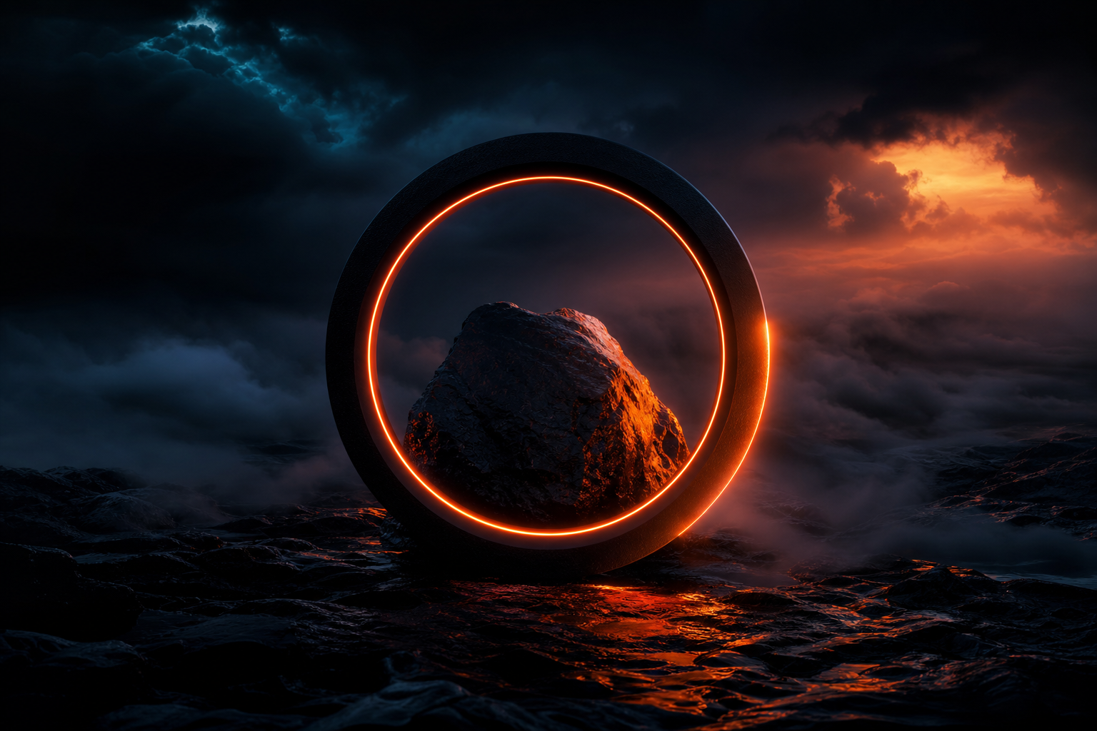 Minimal Dark Neon Ring Amoled Wallpaper  10 4K