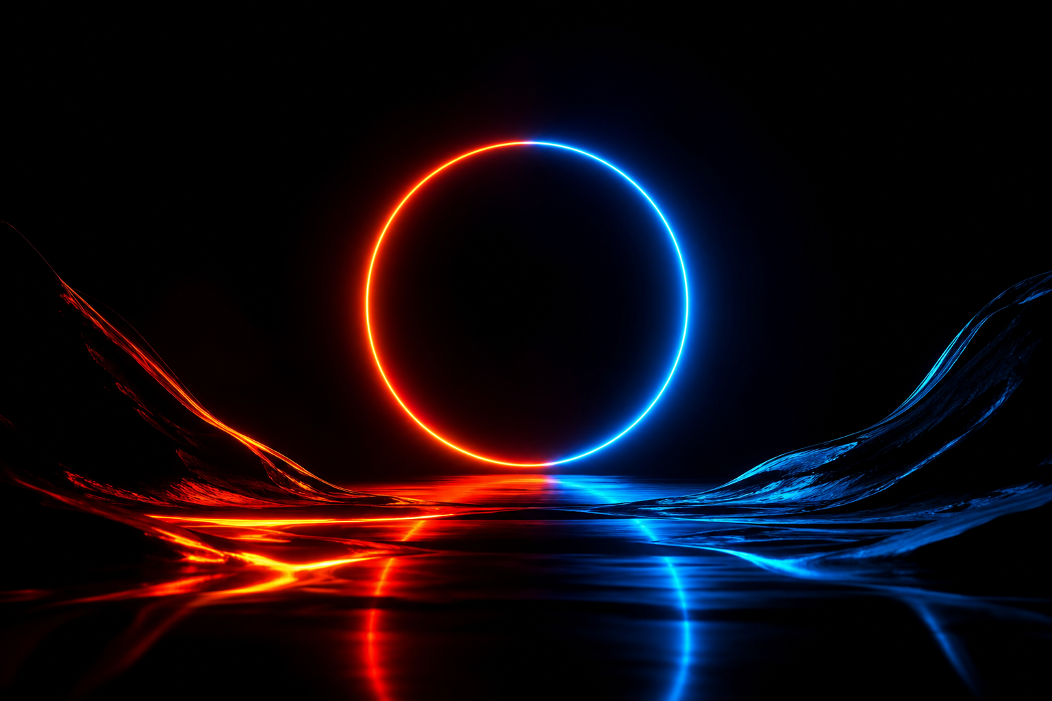 Minimal Dark Neon Ring Amoled Wallpaper  10 4K