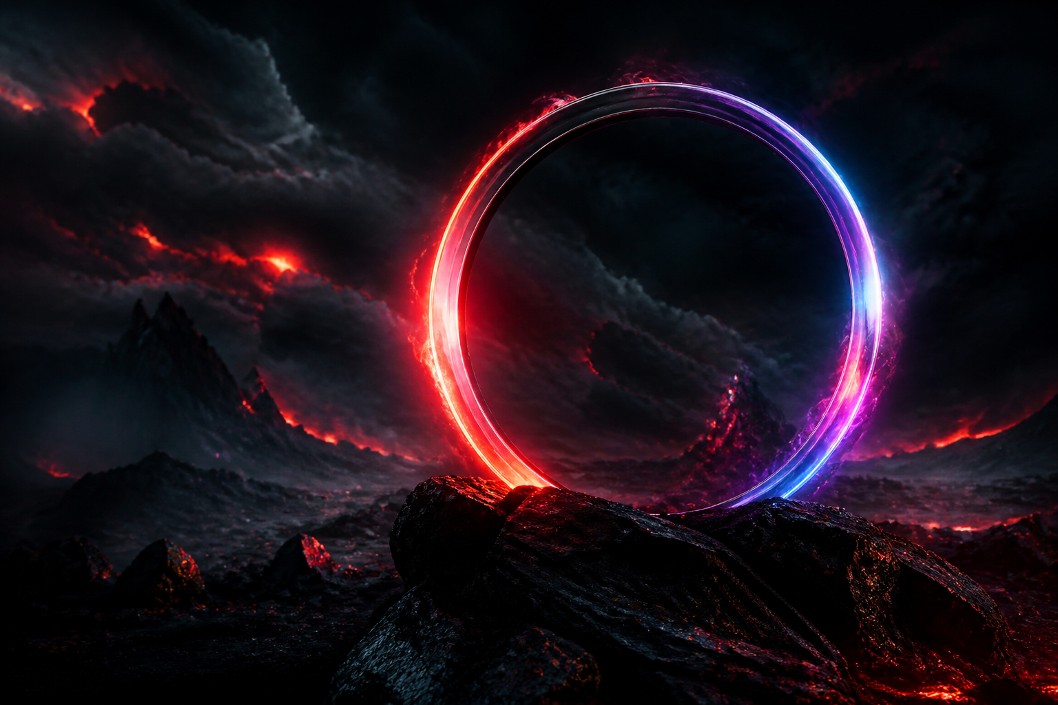 Minimal Dark Neon Ring Amoled Wallpaper  10 4K