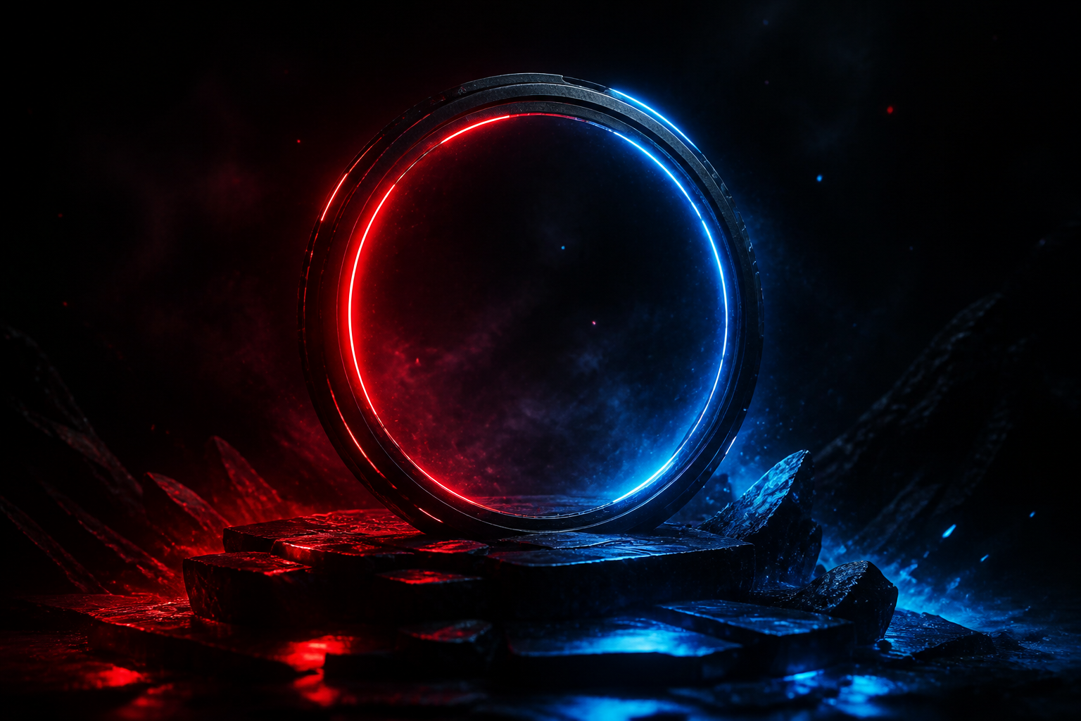 Minimal Dark Neon Ring Amoled Wallpaper  10 4K