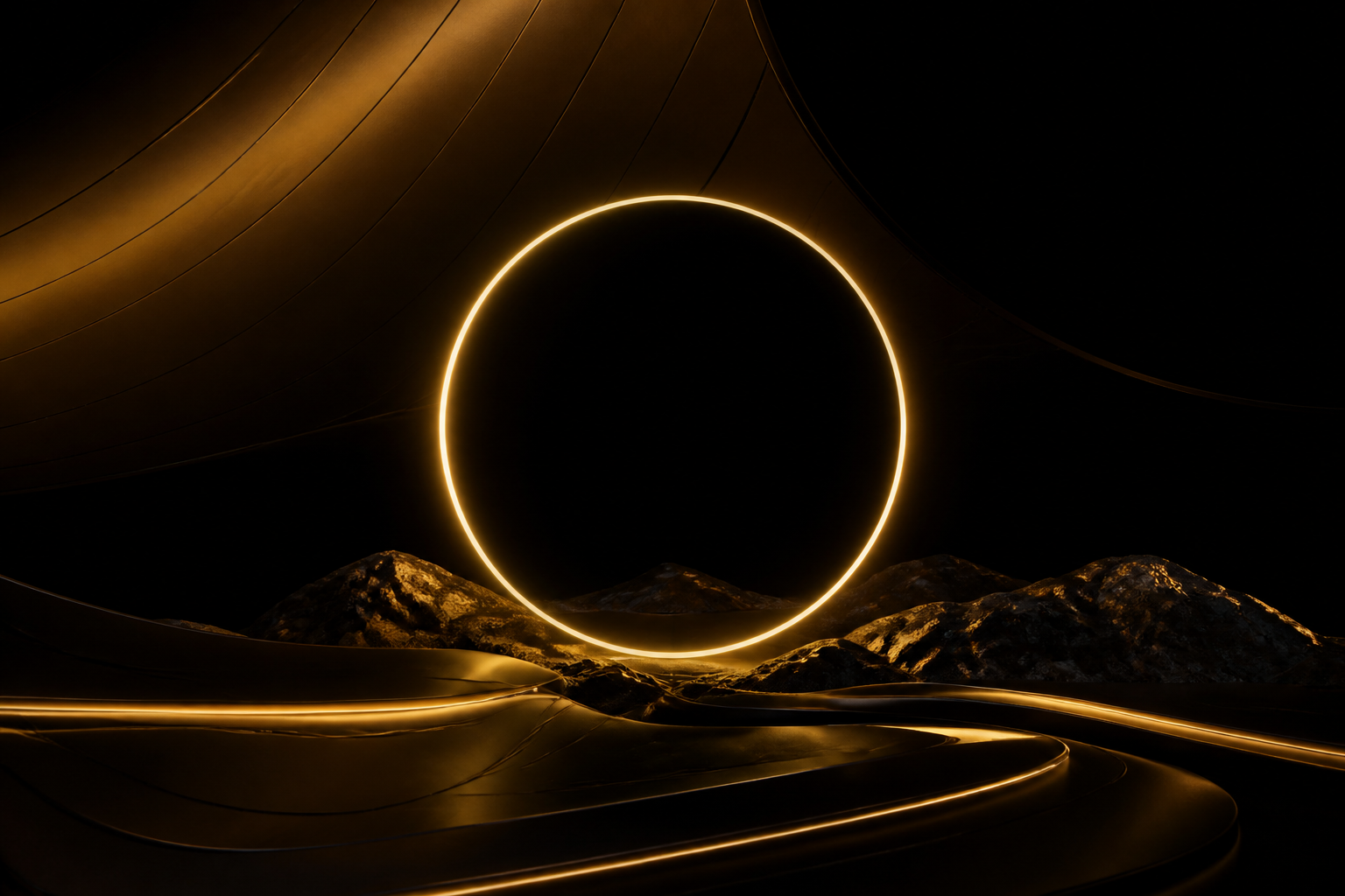 Minimal Dark Neon Ring Amoled Wallpaper  10 4K