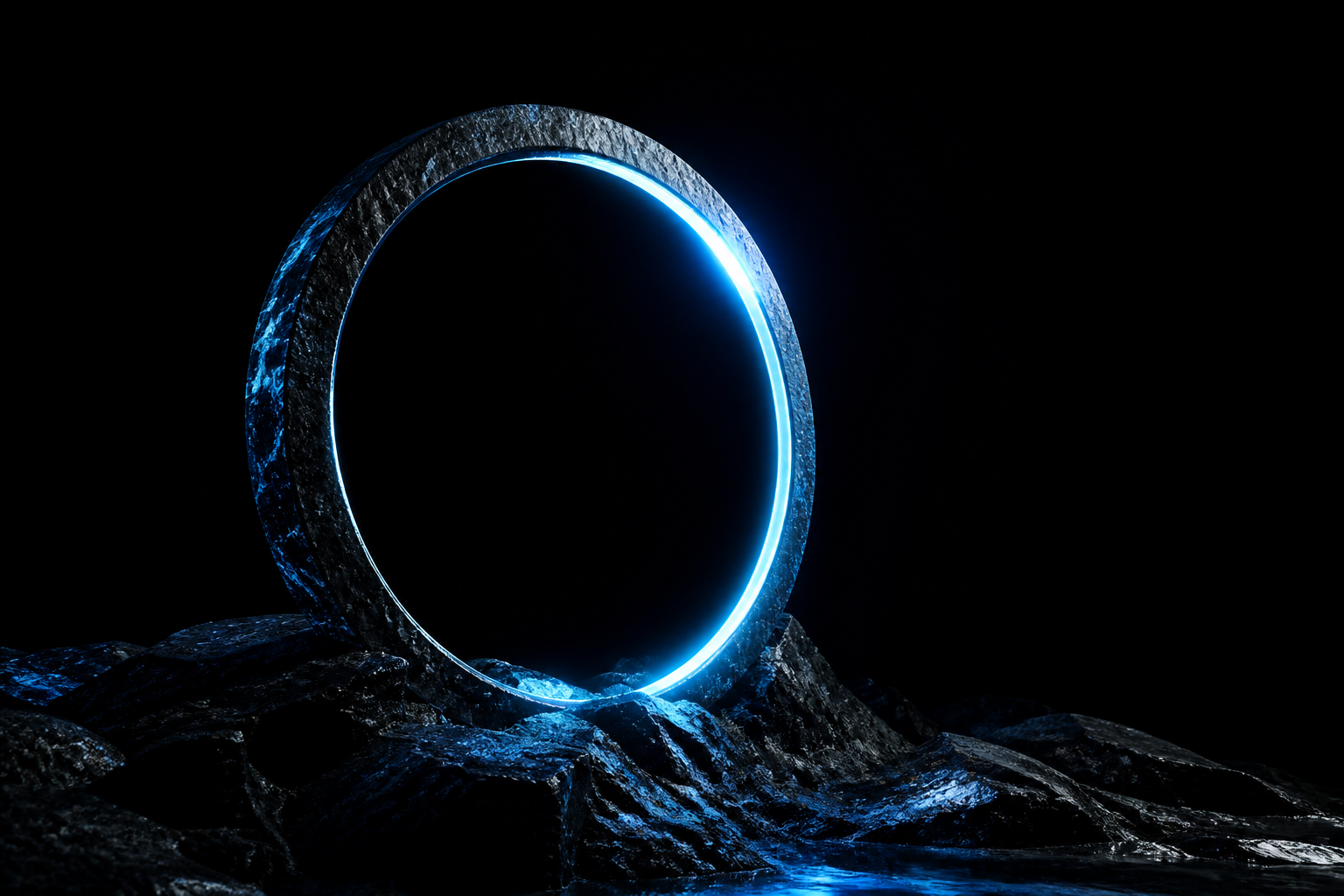 Minimal Dark Neon Ring Amoled Wallpaper  10 4K