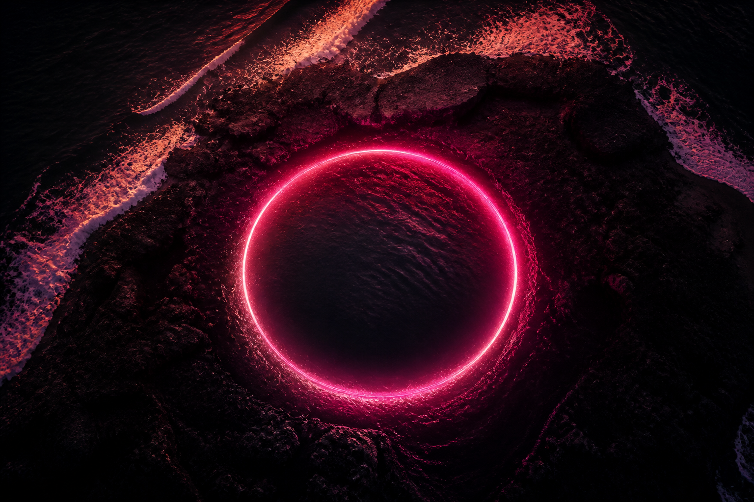 Minimal Dark Neon Ring Amoled Wallpaper  2 4K