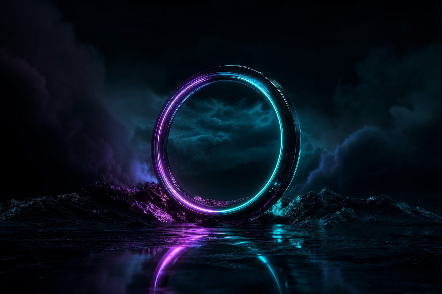 Minimal Dark Neon Ring Amoled Wallpaper  2 4K