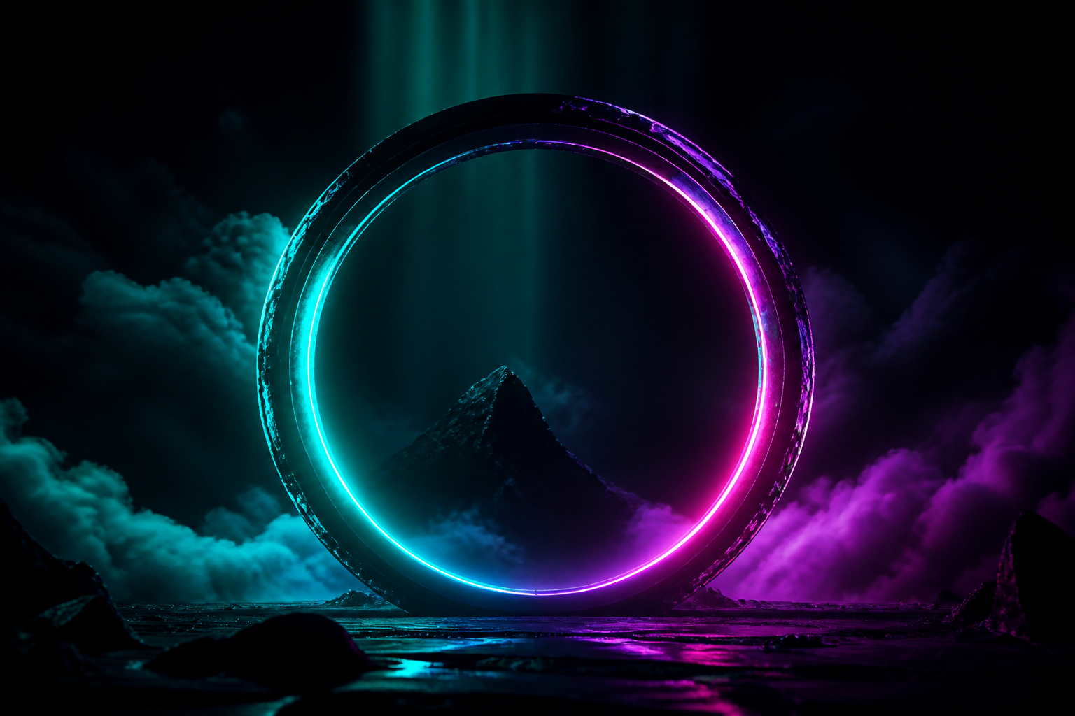 Minimal Dark Neon Ring Amoled Wallpaper  2 4K