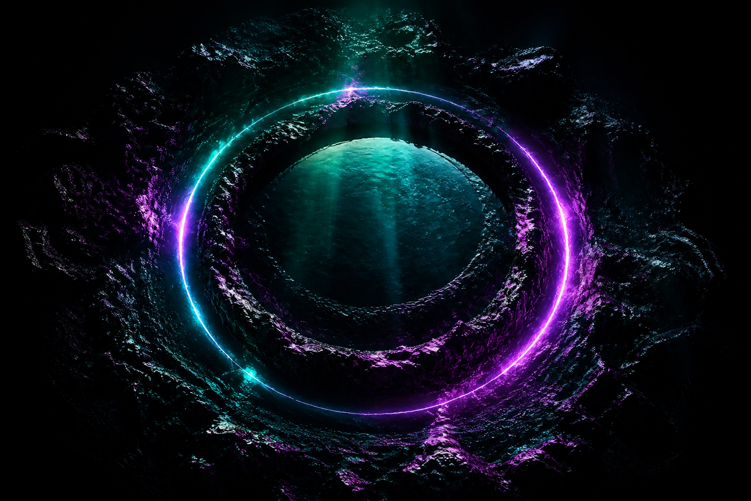 Minimal Dark Neon Ring Amoled Wallpaper  2 4K