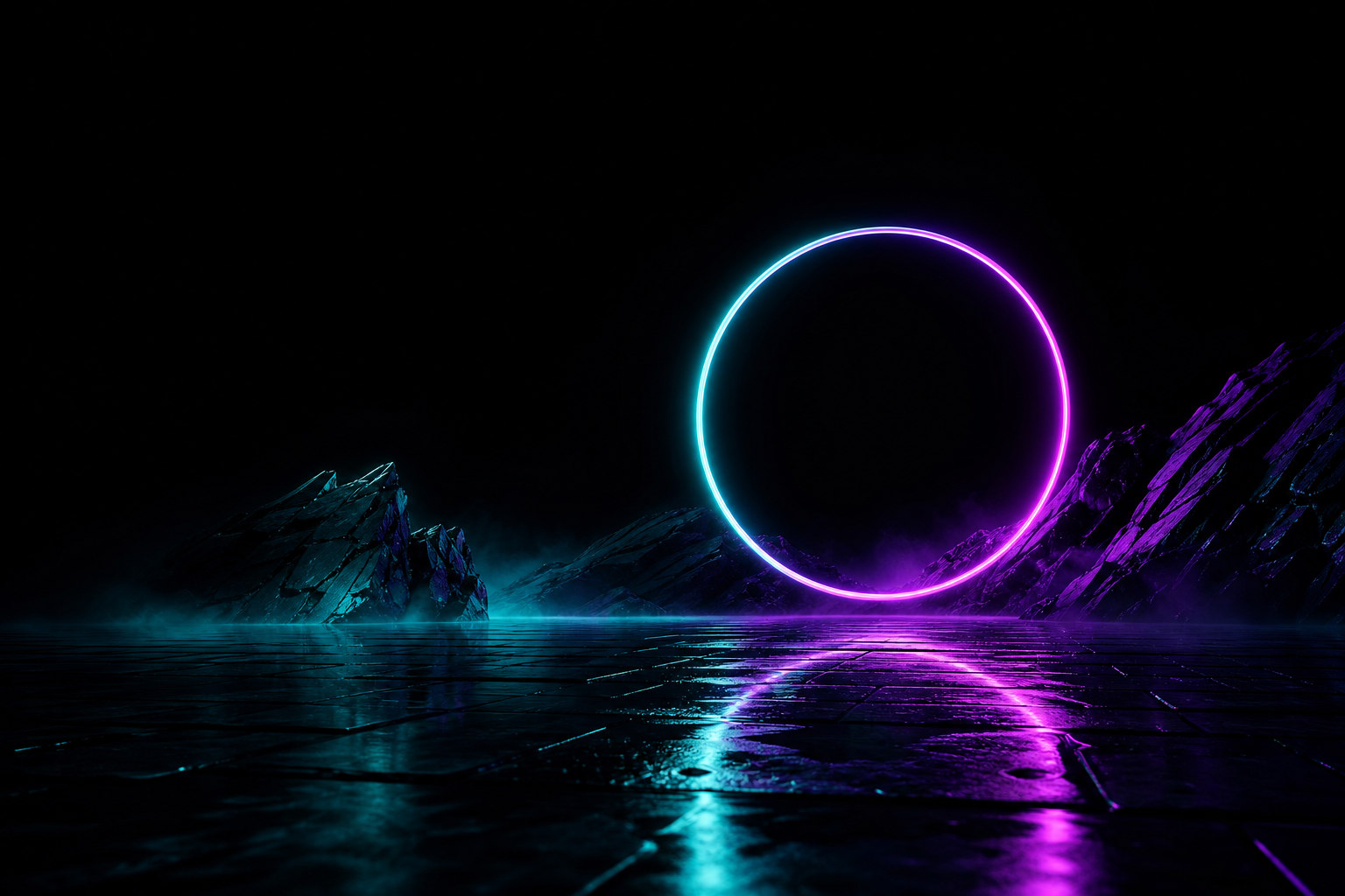 Minimal Dark Neon Ring Amoled Wallpaper  2 4K