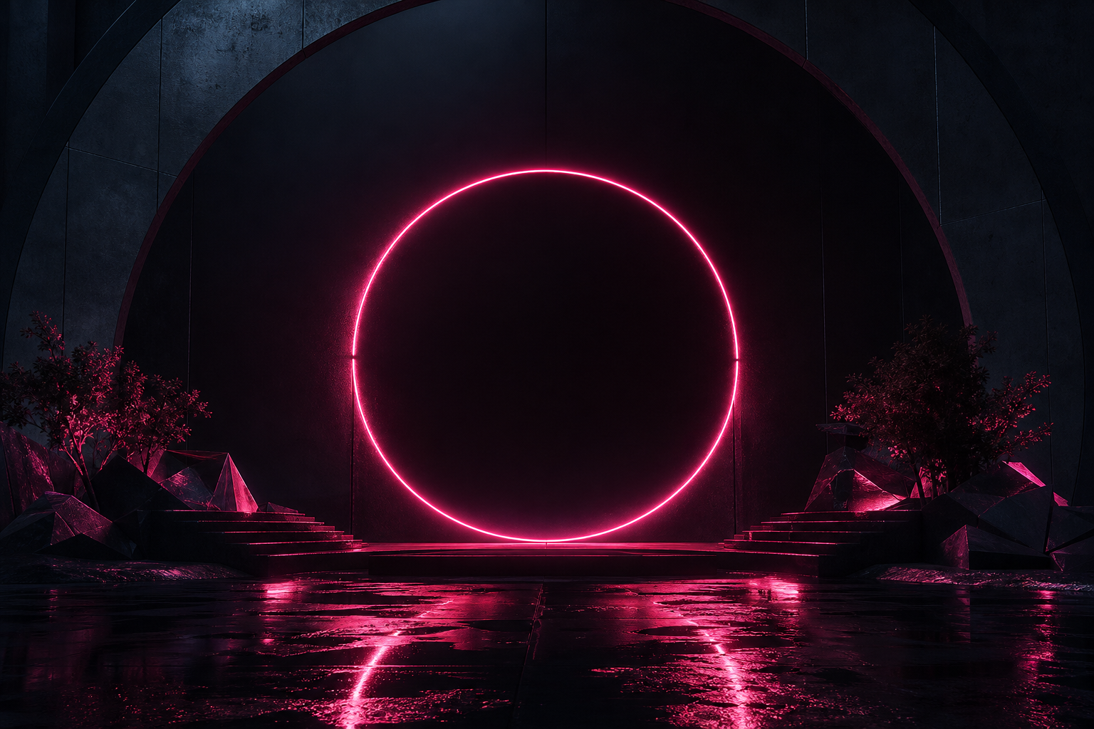 Minimal Dark Neon Ring Amoled Wallpaper  2 4K