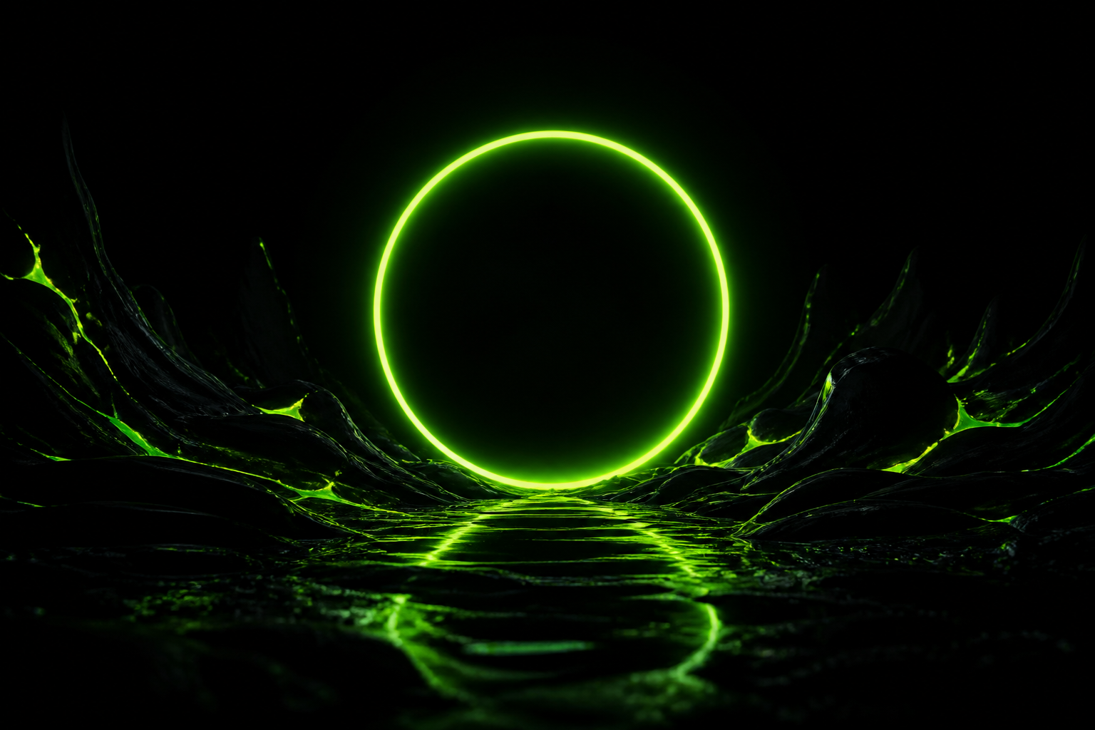 Minimal Dark Neon Ring Amoled Wallpaper  2 4K