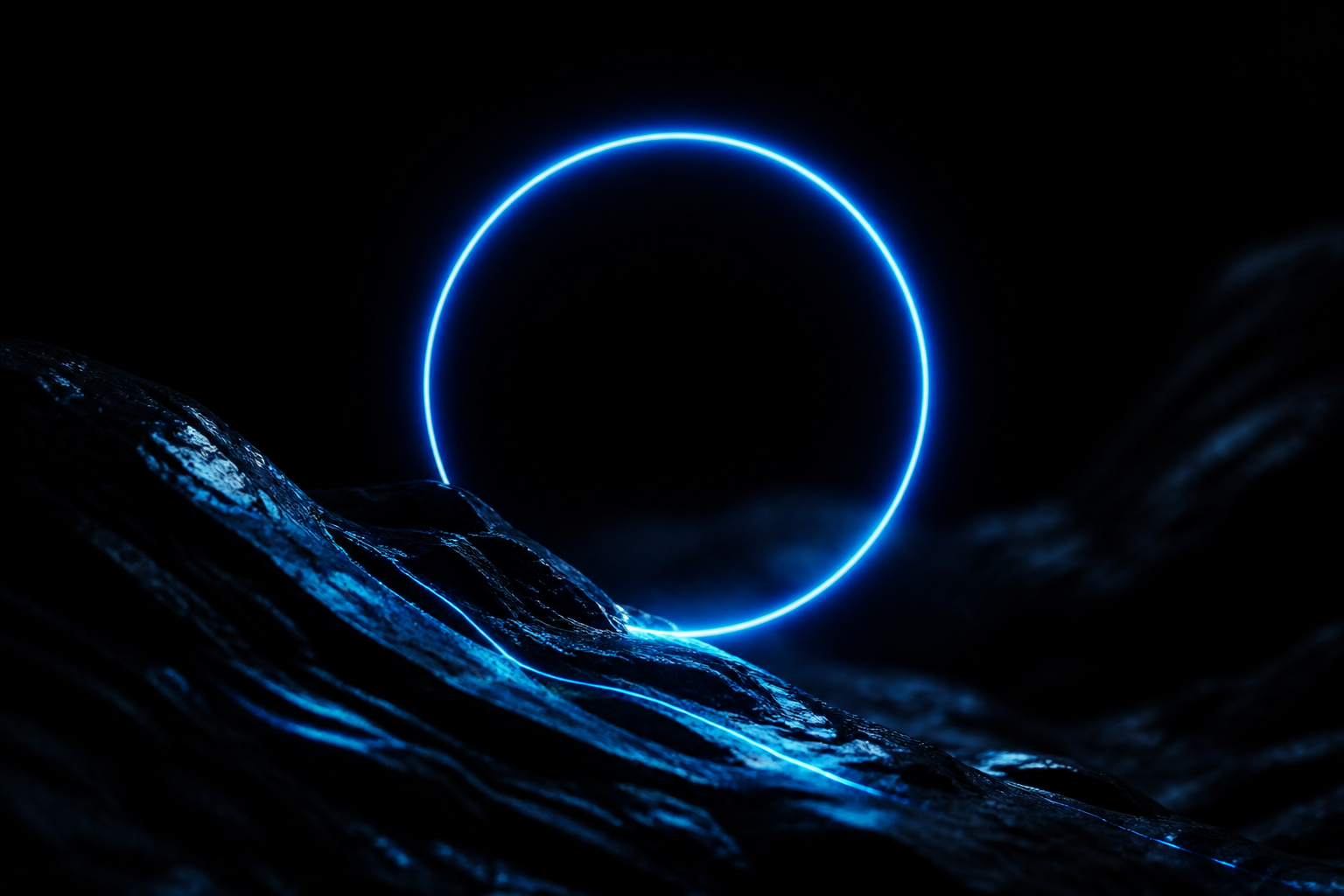 Minimal Dark Neon Ring Amoled Wallpaper  2 4K