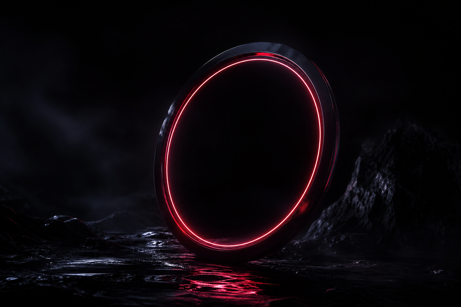 Minimal Dark Neon Ring Amoled Wallpaper  2 4K