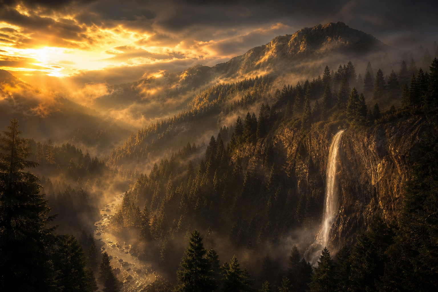 Misty Pine Forest Nature Wallpaper  7 4K
