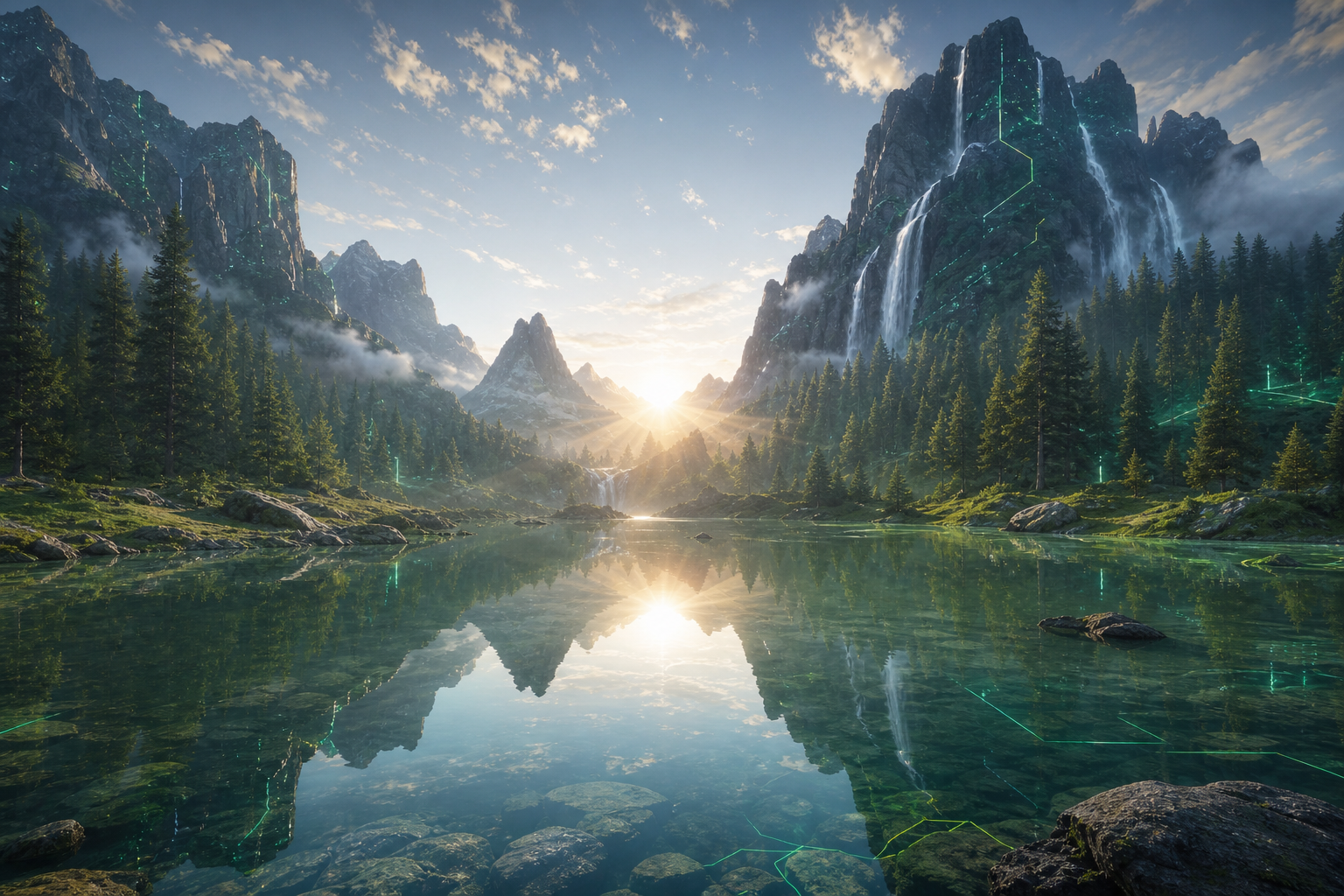 Mountain Lake Sunrise Nature Wallpaper  1 4K