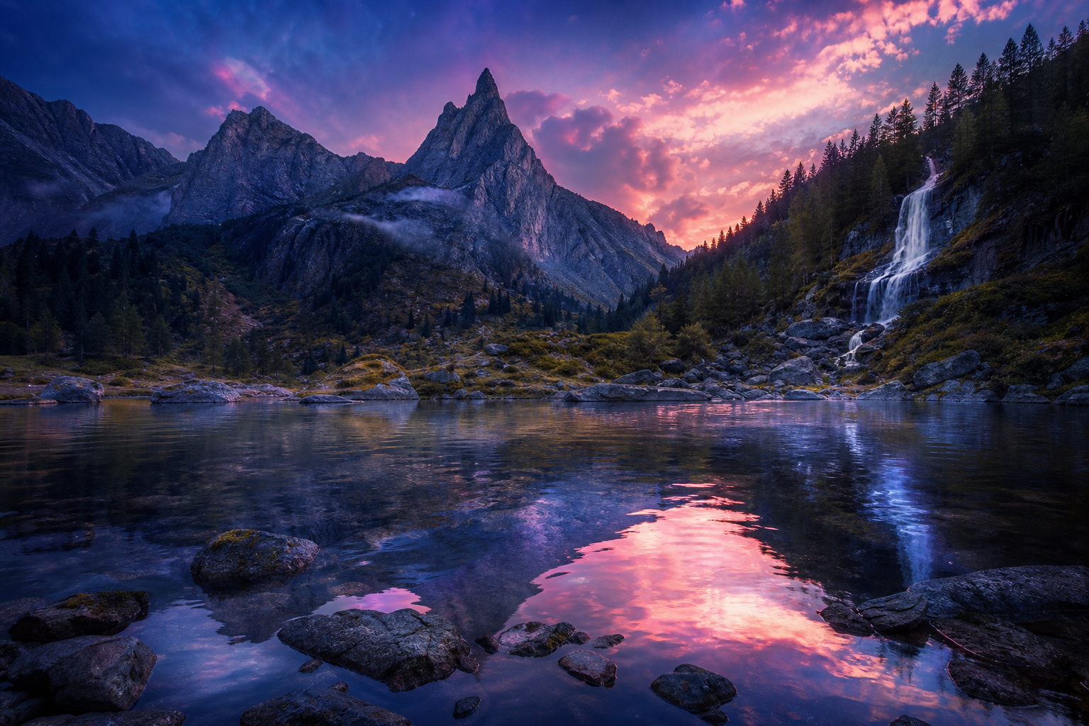 Mountain Lake Sunrise Nature Wallpaper  1 4K