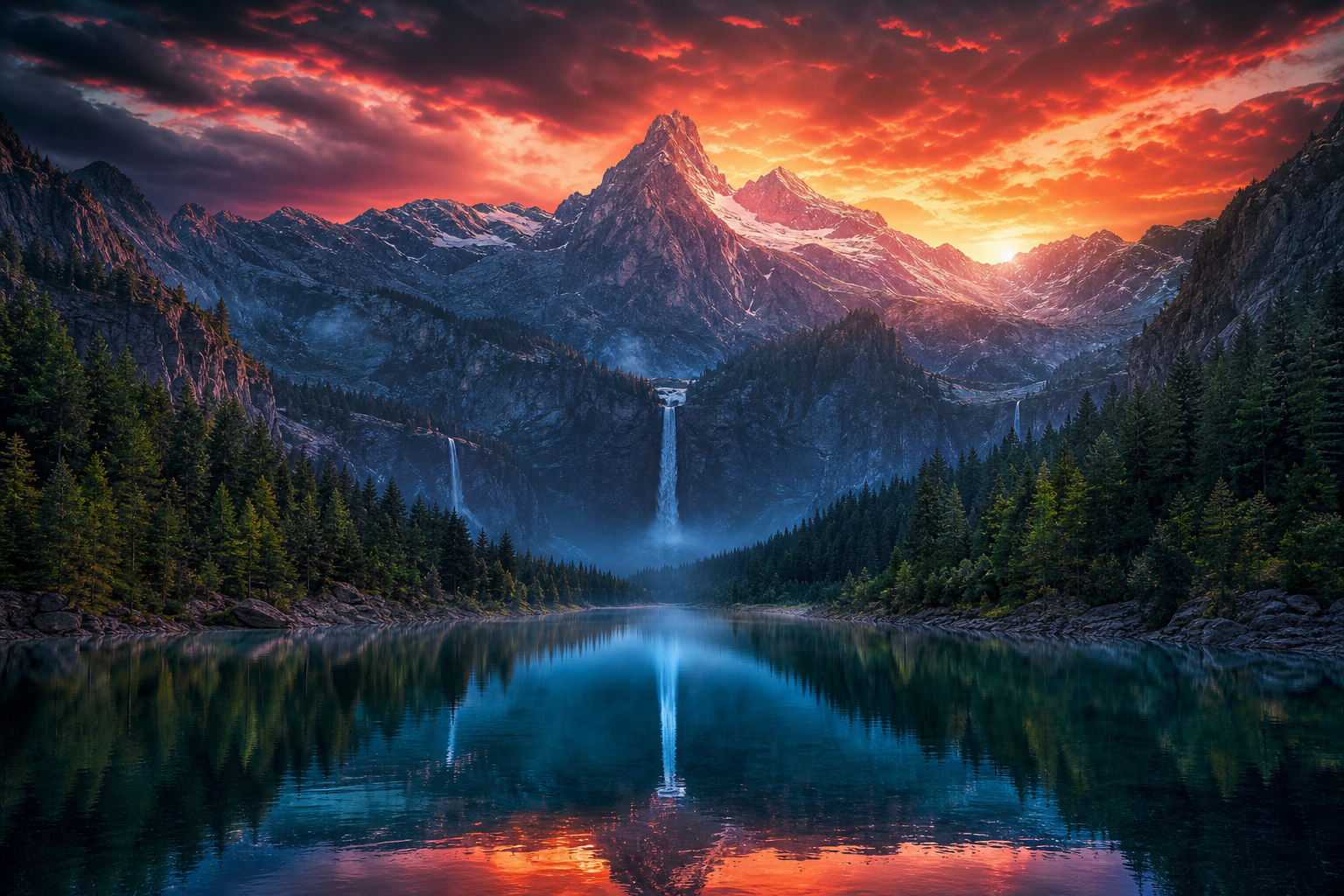 Mountain Lake Sunrise Nature Wallpaper  1 4K